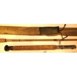 Aquarius Stanley sea fishing rod, Made in England, in canvas bag. Not available for in-house P&P,