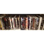 Six shelves mixed DVDs and box sets including Downton Abbey. Not available for in-house P&P, contact