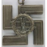 Replica Museum quality Waffen SS Twelve Year Long Service Medal with teardrop loop, heavily silver