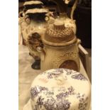 Selection of mixed ceramics to include a pair of decorative vases, H: 84 cm. Not available for in-