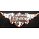 Harley Davidson Motorcycles replica cast iron wall plaque, 39 x 15 cm. P&P Group 2 (£18+VAT for