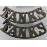 WWI British Tank Corps shoulder titles, circa 1916-1920. P&P Group 1 (£14+VAT for the first lot