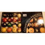 Complete boxed set of competition pool balls. P&P Group 1 (£14+VAT for the first lot and £1+VAT