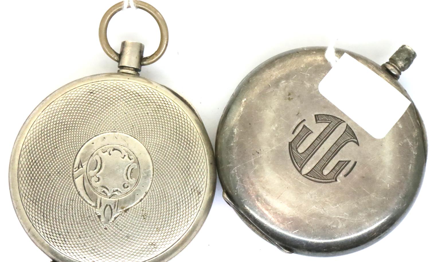 Two continental silver pocket watch cases, each D: 50 mm. P&P Group 1 (£14+VAT for the first lot and - Image 2 of 2