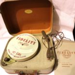Vintage Fidelity suitcase record player, model HF7. Not available for in-house P&P, contact Paul O'