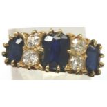Substantial 18ct gold sapphire and diamond set ring, Chester assay, 1911, size K/L, 4.0g. Shank