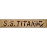 Cast Iron S.S Titanic wall sign, L: 30 cm. P&P Group 2 (£18+VAT for the first lot and £3+VAT for