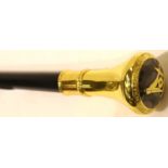 Modern walking cane with a large brass Masonic pommel. P&P Group 3 (£25+VAT for the first lot and £