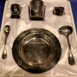 Boxed Christofle silver plated Christening set. P&P Group 1 (£14+VAT for the first lot and £1+VAT