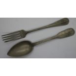 Waffen SS Junkerschule canteen fork and spoon. P&P Group 1 (£14+VAT for the first lot and £1+VAT for
