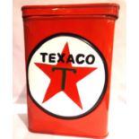 Red Texaco storage tin. P&P Group 3 (£25+VAT for the first lot and £5+VAT for subsequent lots)