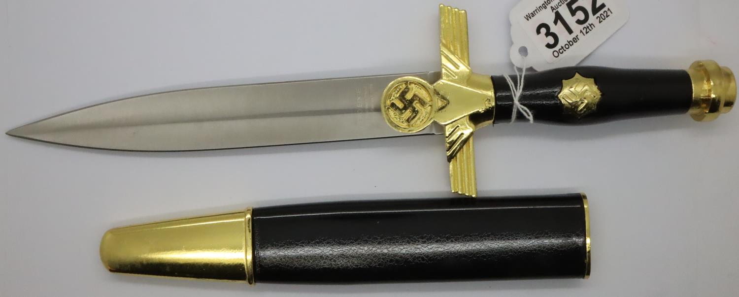 German RLB replica ceremonial dagger, with steel blade and gilt metal mounts. P&P Group 2 (£18+VAT