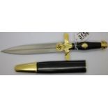 German RLB replica ceremonial dagger, with steel blade and gilt metal mounts. P&P Group 2 (£18+VAT
