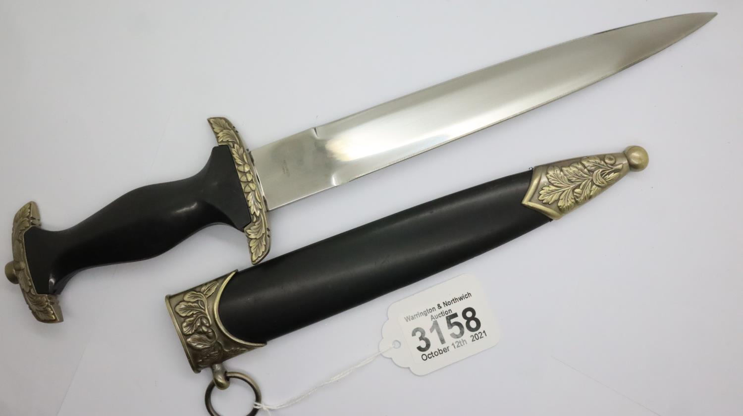 Contemporary SA ceremonial dagger copy with scabbard. P&P Group 2 (£18+VAT for the first lot and £ - Image 2 of 2