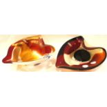 Pair of Mdina glass dishes, H: 8cm, D:18. P&P Group 2 (£18+VAT for the first lot and £3+VAT for