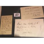 Three signed House Of Commons entry papers signed by W.E. Gladstone, son of the former prime