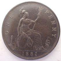 1881 bronze penny of Queen Victoria. P&P Group 1 (£14+VAT for the first lot and £1+VAT for