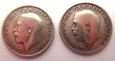 1916 and 1918 silver shillings of George V (2). P&P Group 1 (£14+VAT for the first lot and £1+VAT