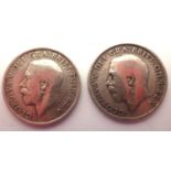 1916 and 1918 silver shillings of George V (2). P&P Group 1 (£14+VAT for the first lot and £1+VAT