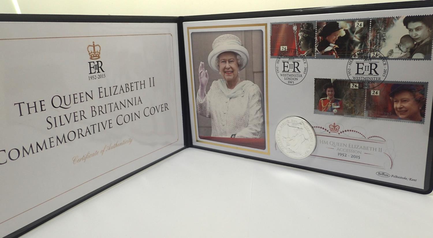 999 silver bullion round, 1oz Britannia 2015 commemorative coin cover. P&P Group 1 (£14+VAT for - Image 3 of 3