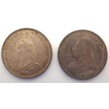 Two silver shillings of Queen Victoria, our grade EF. P&P Group 1 (£14+VAT for the first lot and £