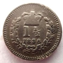 1836 silver three-halfpence of William IV. P&P Group 1 (£14+VAT for the first lot and £1+VAT for