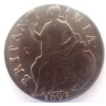 1697 copper halfpenny of William III. P&P Group 1 (£14+VAT for the first lot and £1+VAT for