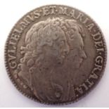 1693 silver shilling of William and Mary. P&P Group 1 (£14+VAT for the first lot and £1+VAT for