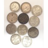 Eleven 1916-17 silver threepences of George V, varying grades. P&P Group 1 (£14+VAT for the first