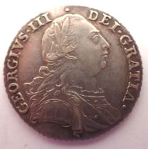 1787 silver shilling of George III. P&P Group 1 (£14+VAT for the first lot and £1+VAT for subsequent