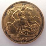 1908 half sovereign of Edward VII. P&P Group 1 (£14+VAT for the first lot and £1+VAT for