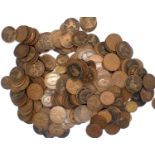 A large quantity of British coins, mostly copper denominations, Queen Victoria - George VI. P&P
