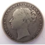 1879 silver shilling of Queen Victoria, no die number. P&P Group 1 (£14+VAT for the first lot and £