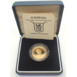 1993 gold £25 of Elizabeth II, Alderney Coronation Anniversary commemorative, boxed and encapsulated