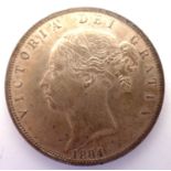 1884 silver half crown of Queen Victoria, our grade GEF. P&P Group 1 (£14+VAT for the first lot