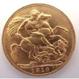 1910 sovereign of Edward VII. P&P Group 1 (£14+VAT for the first lot and £1+VAT for subsequent lots)