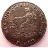 1812 silver sixpence token - WT Best of Poole. P&P Group 1 (£14+VAT for the first lot and £1+VAT for