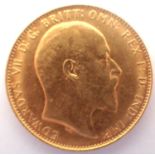 1908 sovereign of Edward VII. P&P Group 1 (£14+VAT for the first lot and £1+VAT for subsequent lots)