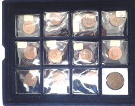 Two trays of copper coins to include uncirculated and early Guernsey doubles (41). P&P Group 1 (£