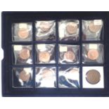 Two trays of copper coins to include uncirculated and early Guernsey doubles (41). P&P Group 1 (£