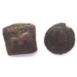 130BC - Menander square Dichlone - indo-Greek Ancient coin and a Roman Bronze AE3 of Constantine