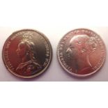 1873 and 1887 silver shillings of Queen Victoria (2). P&P Group 1 (£14+VAT for the first lot and £