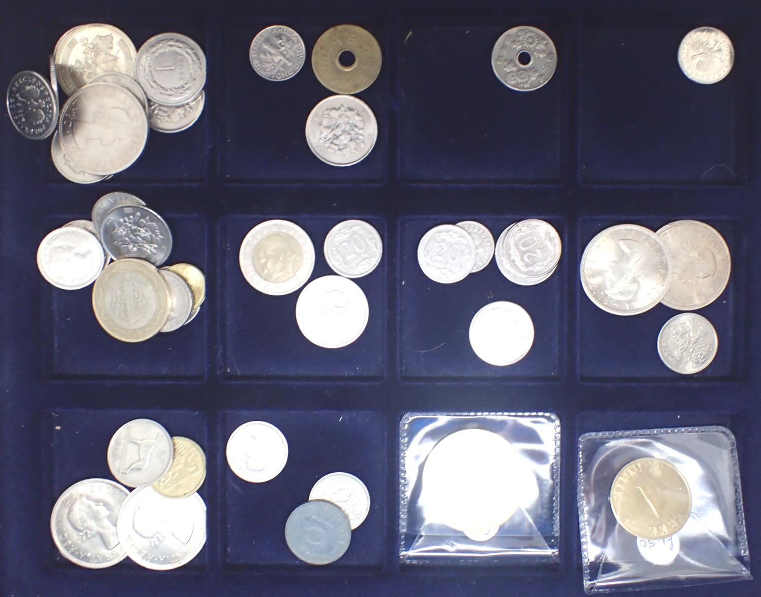 Coin collection housed in wood box, including UK and territories (57). P&P Group 1 (£14+VAT for - Image 4 of 5