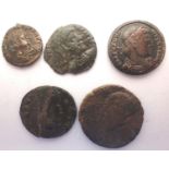 Five 4th century Roman coins. P&P Group 1 (£14+VAT for the first lot and £1+VAT for subsequent lots)