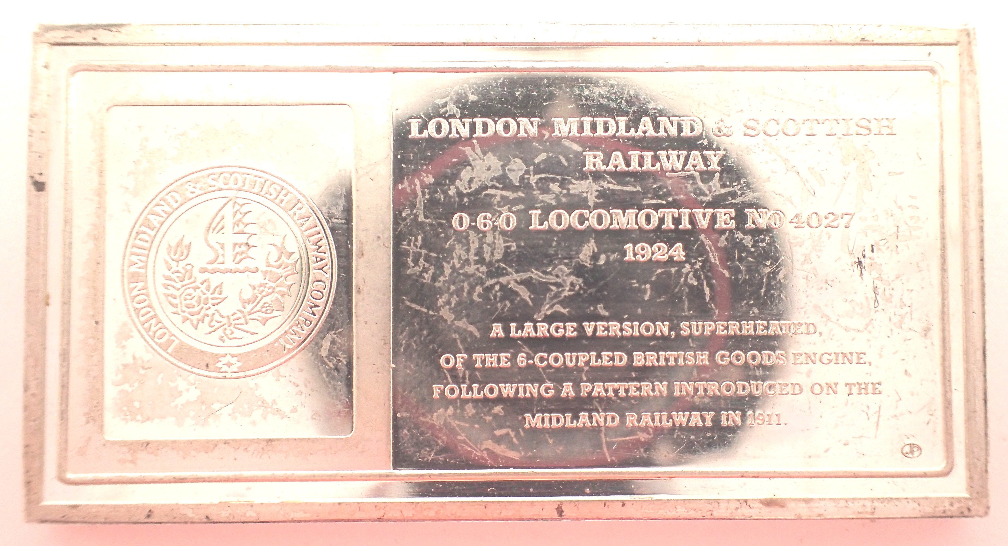 John Pinches silver bullion ingot, London Midland and Scottish Railway, 1oz. P&P Group 1 (£14+VAT - Image 2 of 2