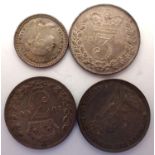 Four silver Maundy coins of Queen Victoria. P&P Group 1 (£14+VAT for the first lot and £1+VAT for