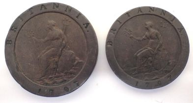 1797 cartwheel penny and twopence of George III, our grade AEF. P&P Group 1 (£14+VAT for the first