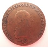 1800 Austrian 6 Kreuzer coin. P&P Group 1 (£14+VAT for the first lot and £1+VAT for subsequent lots)