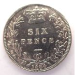 1884 silver sixpence of Queen Victoria. P&P Group 1 (£14+VAT for the first lot and £1+VAT for