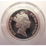 1987 silver proof Piedfort £1 of Elizabeth II, encapsulated. P&P Group 1 (£14+VAT for the first